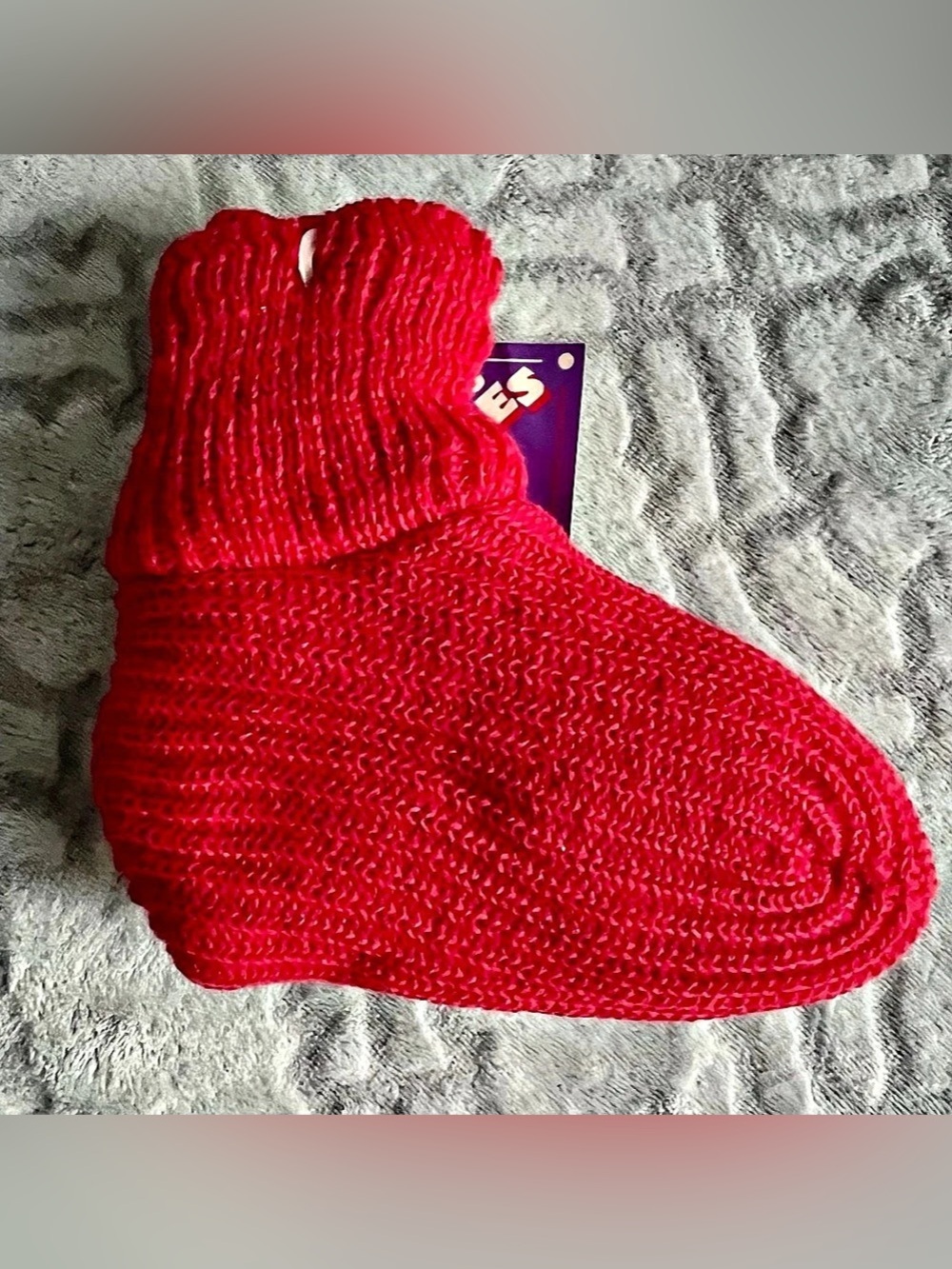 D.K. Mills Red Knit Hi-Top Lounging Slipper Booties Made in USA NWT